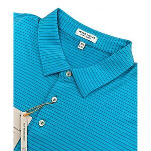 Peter Millar Crown Sport Summer Comfort Blue Purple Striped Polo‎ Shirt 2XL